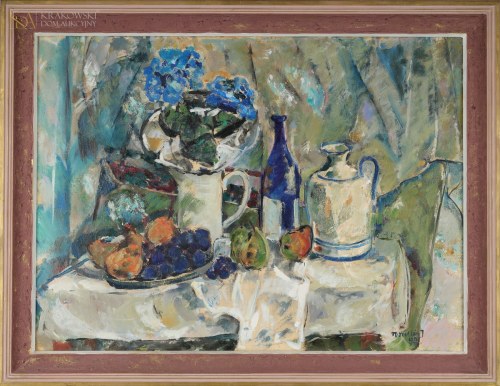 "Martwa natura z kobaltową butelką", Teresa Wallis-Joniak