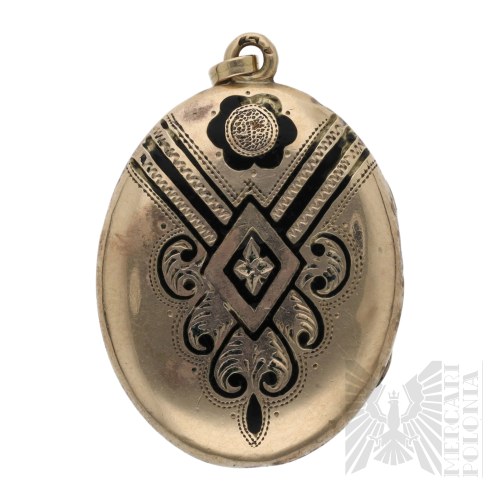 Emaliowany Sekretnik Biedermeier/Wiktoriański, XIX Wiek - Złoto (0.585) 14k