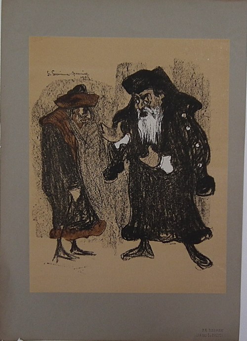 Józef Kotarbiński jako Shylock i Stanisław Bronicz jako Tubax w sztuce Szekspira Kupiec Wenecki, Stanisław Szreniawa-Rzecki