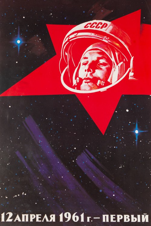 1961 (plakat radziecki), Gagarin. Data Pierwszego Lotu W Kosmos
