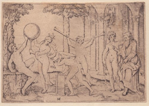Człowiek z dwiema trąbkami, Marcantonio Raimondi