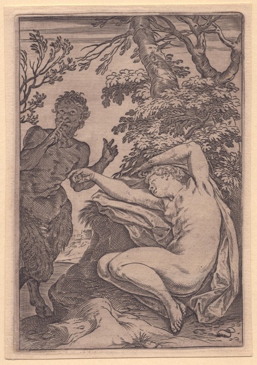 Satyr i śpiąca nimfa, Agostino Carracci