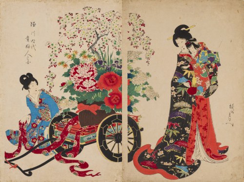 Hanaguruma (Kwiecisty powóz), z tryptyku "Damy ery Tokugawa", 1895, Toyohara Chikanobu