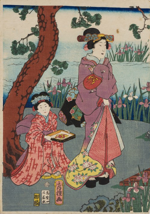 Ogród irysów, 1860, Utagawa Fusatane