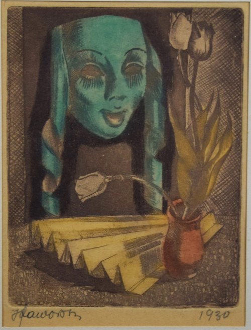 “Martwa natura z maską”, akwaforta, 1930 r., Henryk Jaworski