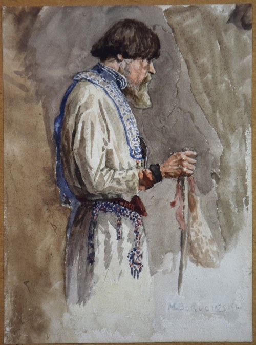 "Portret starca", akwarela, lata 20-te., Michał Boruciński