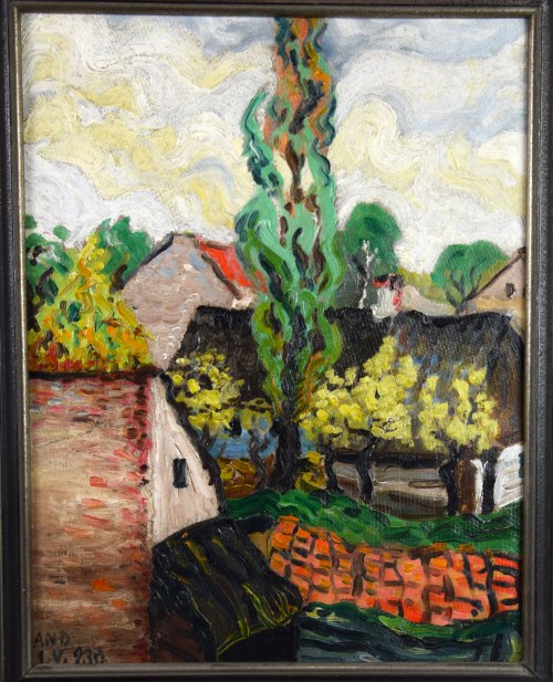 "Pejzaż małomiasteczkowy", lata 20-te. (przypisywany), Efraim Mandelbaum