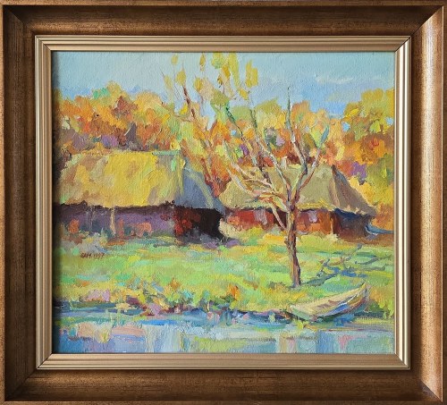 Jesienny pejzaż z łodzią, 1997, Sławomir Mieleszko