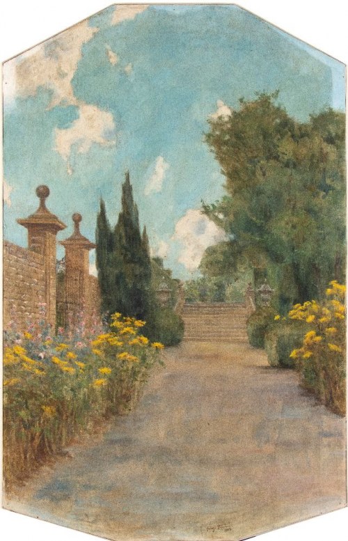 Kwitnąca aleja toskańskiej willi, 1903, Adolfo Tommasi