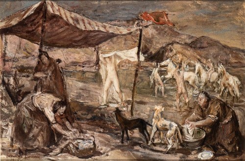 Szkic, ludzie nad rzeką, 1942, Giovanni Brancaccio