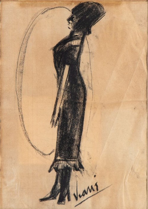 Dama w eleganckiej sukni, Lorenzo Viani