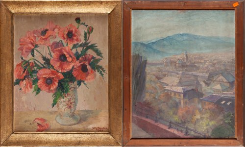 Maki w wazonie/Panorama miasta w Austrii, 1940 r., Tony Binder