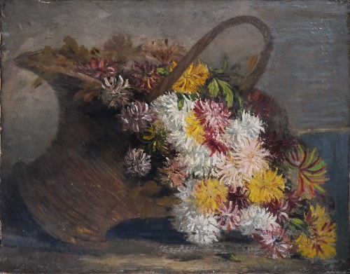 Kosz z chryzantemami, ok 1920 r., Jacques Denier