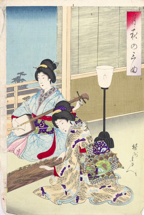 Trzy pieśni w świetle księżyca, ok. 1890, Toyohara Chikanobu