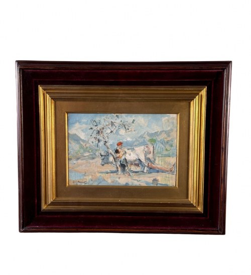 Chłopka i krowy - Gennaro Villani (Neapol, 1885 - 1948), Gennaro Villani