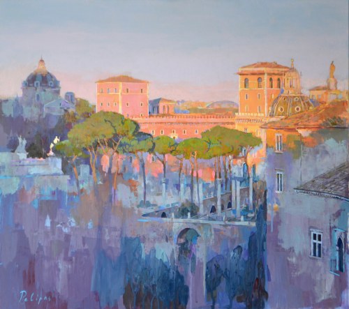 W RZYMIE O ŚWICIE, 65 x 73 cm., Olga Pelipas