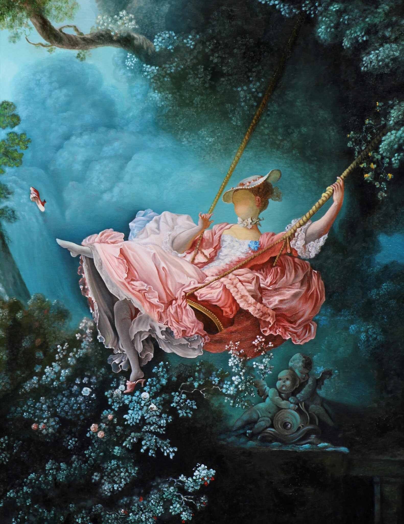 Daria Zbień, Utopia after Jean-Honore Fragonard The Swing, 2024