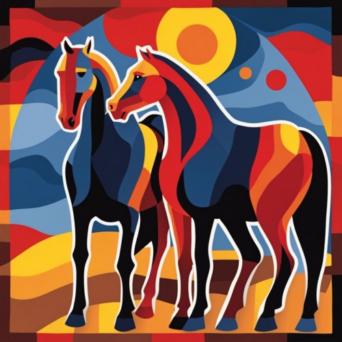 Horse sunset, 2024, Three Art