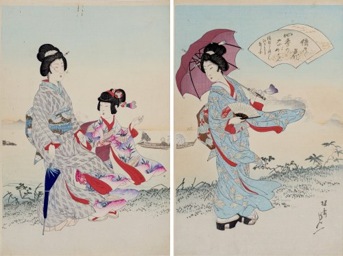 Kwiat Japonii - piękności nad jeziorem, 1896 r., Watanabe Nobukazu