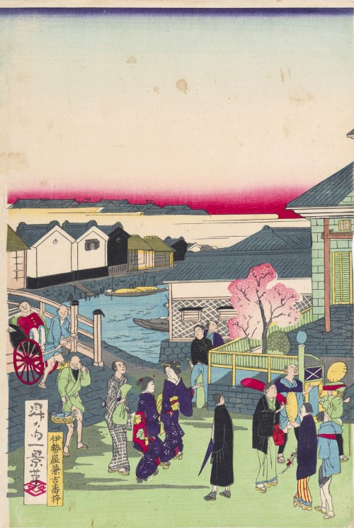 Pejzaż miejski - Tokio, Japonia, ok. 1871 r., Shōsai Ikkei