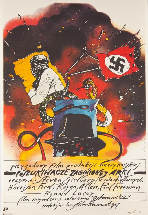 Poszukiwacze zaginionej Arki, 2021. Plakat ręcznie sygnowany przez autora, Grzegorz Marszałek