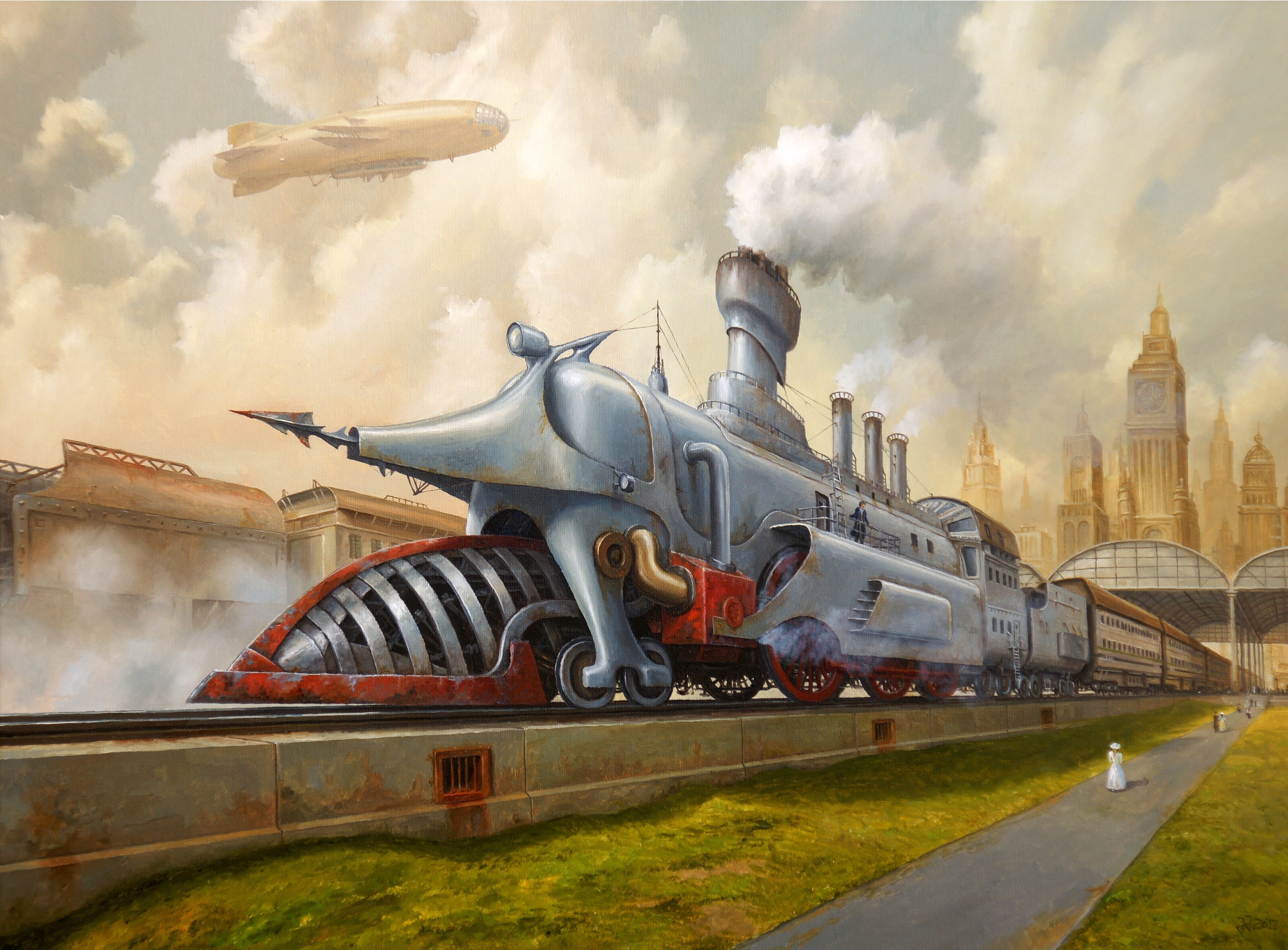Паровозами самолетами. Steampunk Art железная дорога. Польский художник Jaroslaw Jasnikowski.