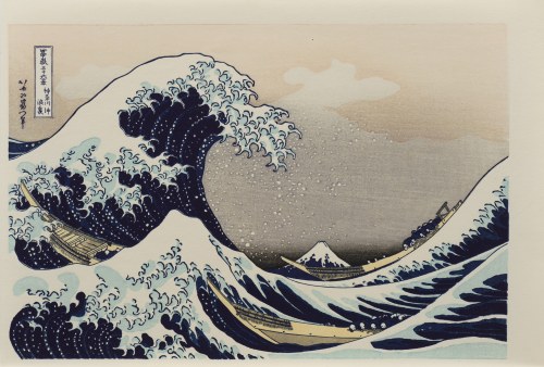 wyd. Yuyudo, Wielka fala (Widok przez fale u wybrzeży Kanagawy), okres Showa (między 1960 a 1972 r.), Katsushika Hokusai