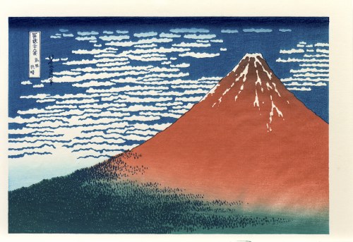 wyd. Yuyudo, Czerwona góra (Piękny, wietrzny dzień), okres Showa (między 1960 a 1972 r.), Katsushika Hokusai