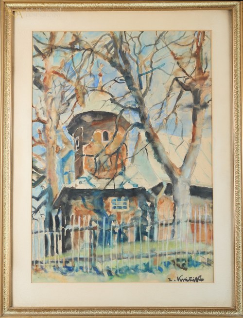 "Pejzaż z kościołem", Zdzisław Kraśnik
