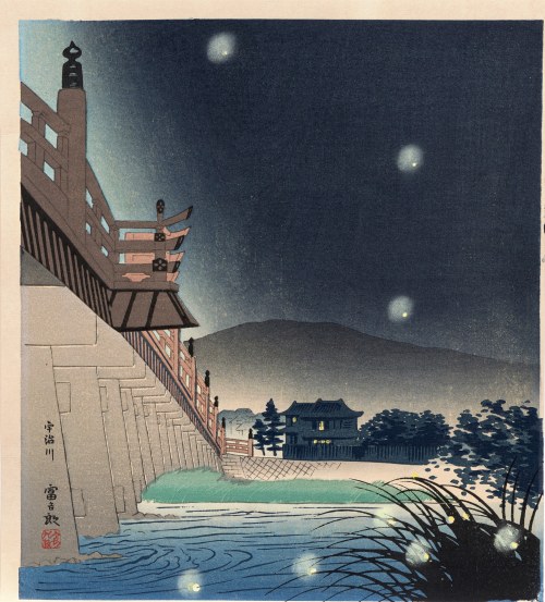 Świetliki nad rzeką Uji, okres Showa, 1936 r., Tomikichirō Tokuriki