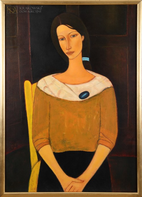 "Portret kobiety z broszką", Roman Zakrzewski