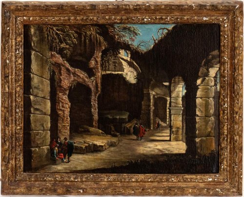 Widok ambulatorium Koloseum z postaciami, Alessio De Marchis