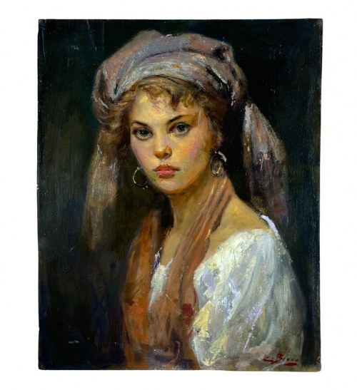 portret kobiety, NIEZNANY PODPIS