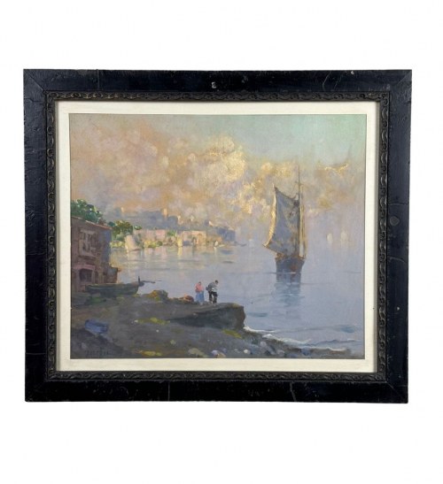 Widok neapolitańskiego pejzażu morskiego - N. De Corsi (1882 - 1956), Nicolas de Corsi