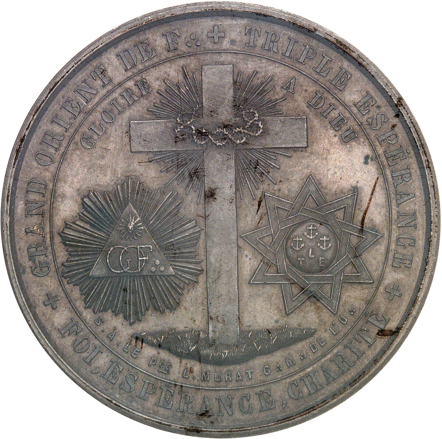 MAURICE (ÎLE) - MAURITIUS Second Empire / Napoléon III (1852-1870).  Médaille en bronze, service funéraire à Notre-Dame de Paris pour sept  francs-maçons de Port-Louis, Frappe spéciale (SP) ND (1860), Paris. - 網上拍賣/