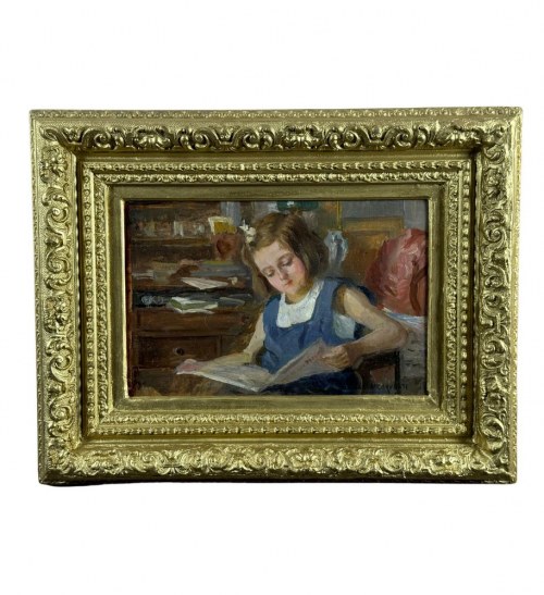 Dziewczyna czytająca - Angela Carugati (1881-1977), Angela Carugati