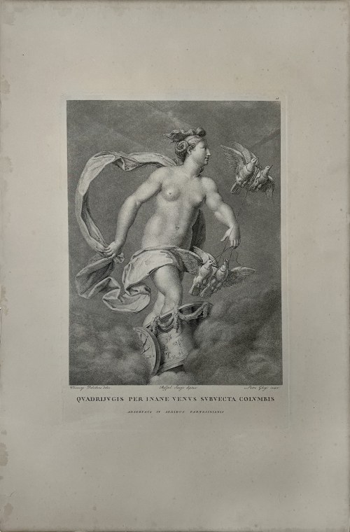 Wenus w kwadrydze ciągnięta przez białe gołąbki (tyt. oryg.: „Quadrijugis per inane Venus subvecta Columbis), ok. 1800, Rafael Santi