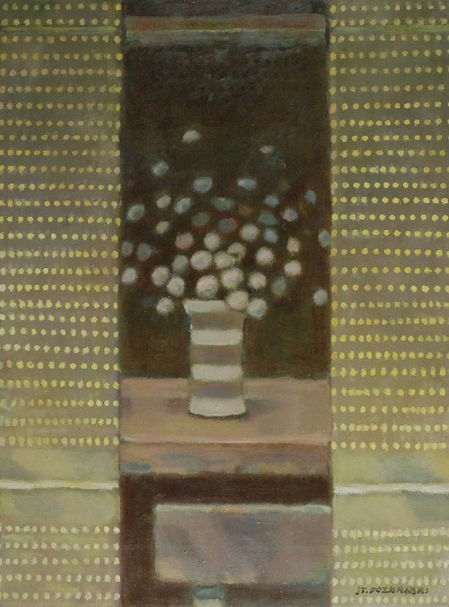Kwiaty w pasiastym wazonie, Stanisław Poznański