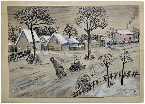 Zimowy pejzaż ze sztafażem, 1944, Thieleke