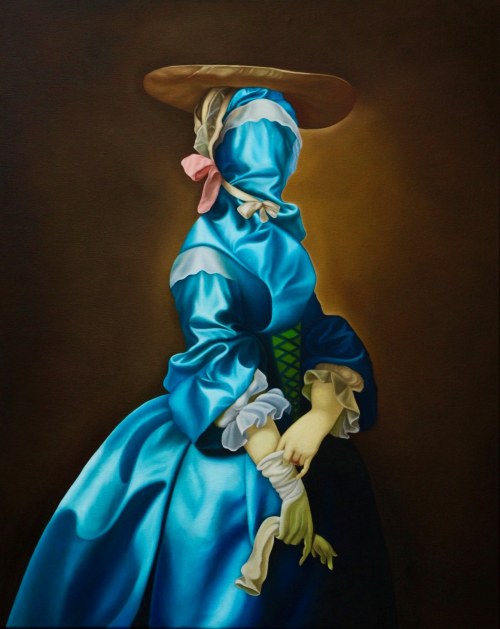 A lady covered in clouds after John Singleton Copley, 2025, Daria Zbień