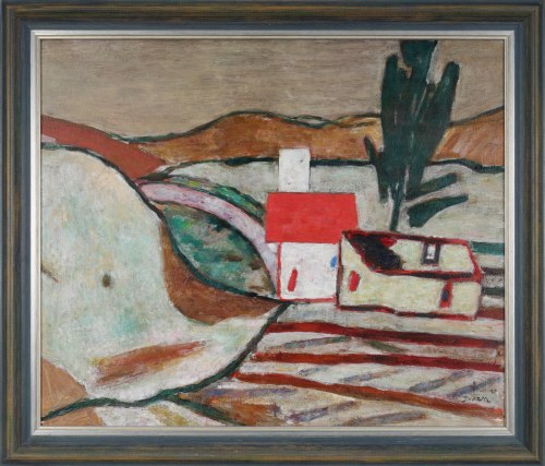 "Pejzaż z zabudowaniami", Eugeniusz Tukan-Wolski