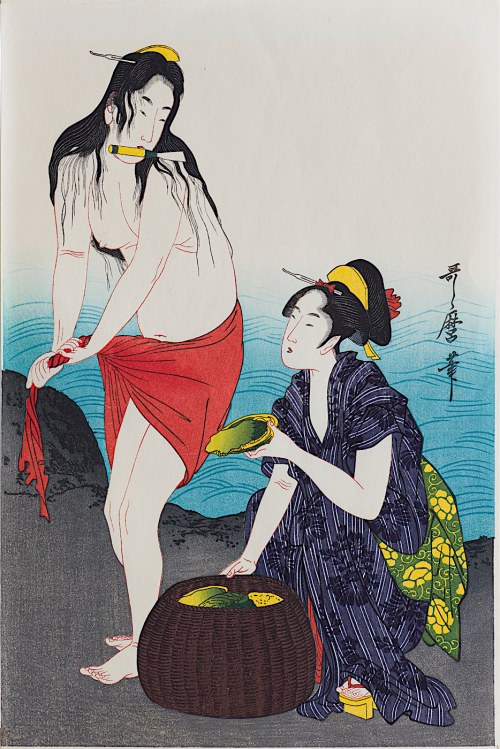 Poławiaczka małży, wyd. Kyoeido, Kioto/Japonia, okres Showa, lata 1960-1970, Kitagawa Utamaro