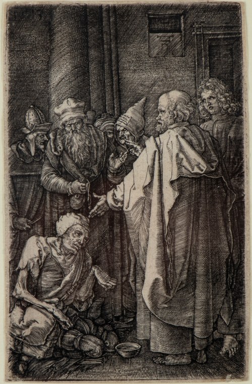 Święty Piotr i Święty Jan uzdrawiający kalekę przy bramie świątyni, Albrecht Dürer