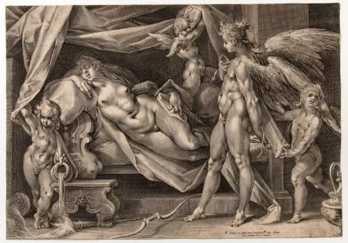 Kupidyn i Psyche, wg Bartholomeusa Sprangera, Jan Harmensz. Muller