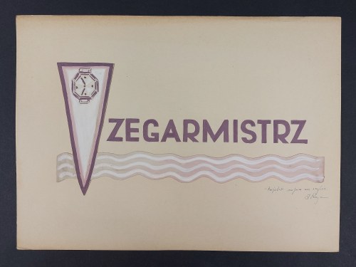 Projekt napisu na szybie "Zegarmistrz", Z. Kryńska