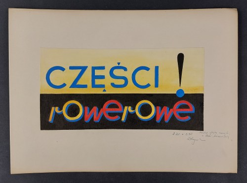Projekt reklamy Części Rowerowe na stoisko w Hali Mirowskiej, Z. Kryńska
