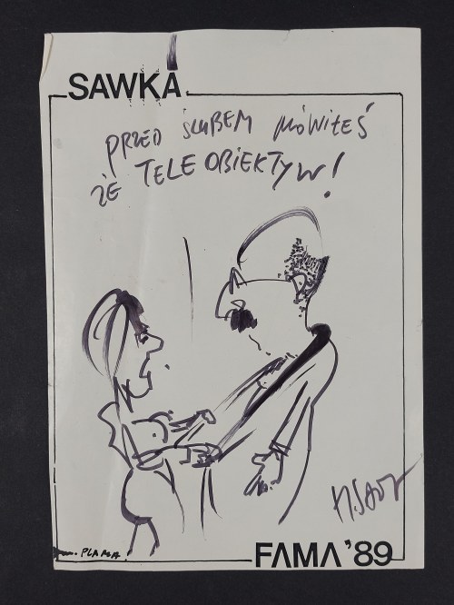 FAMA, rysunek humorystyczny Henryk Sawka, 1989 r., Henryk Sawka