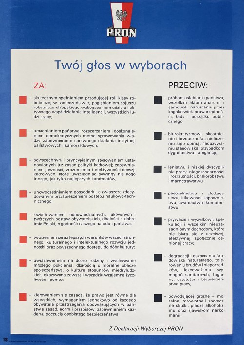 1985, Pron. Twój Głos W Wyborach