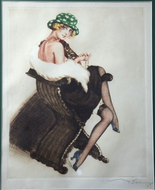 "Kobieta na krześle", erotyk, akwaforta, lata 30-te., Max Brüning