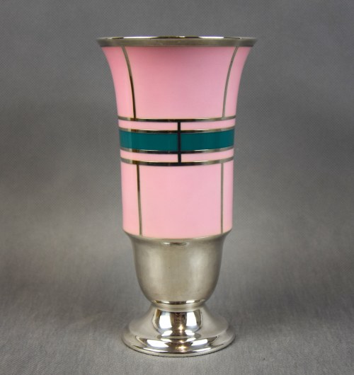 okuty srebrem, Furstenberg, lata 30-te., Wazon Art Deco